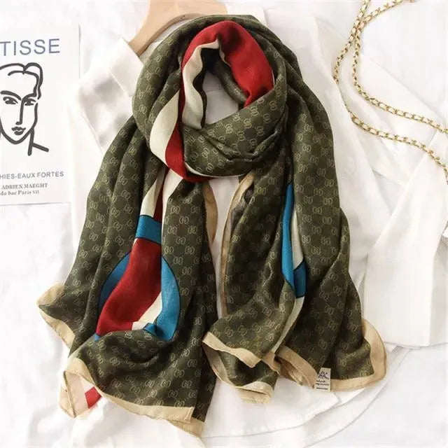 Luxury Striped Scarves for Women - Soft Cashmere & Silk Blend - Elegant Fashion Accessory for Winter, Office & Special Occasions
