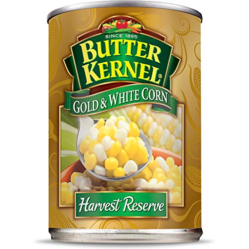 BUTTER KERNEL Canned Gold and White Corn (12 Pack) - Vegan, Vegetarian, Gluten Free, Low Fat - USA Sourced & Packaged - 15.25 Oz - Perfect for Salads, Soups & Healthy Meal Prep