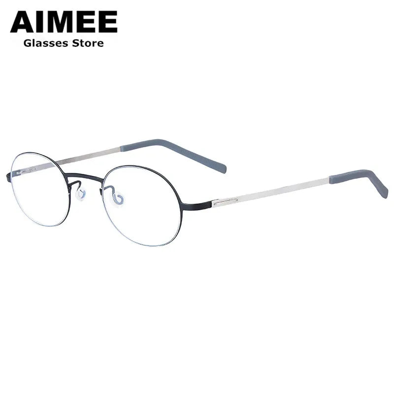 Aimee Women's Full Rim Oval Round Screwless Titanium Eyeglasses Frame - Lightweight & Durable for Work, Reading & Fashion