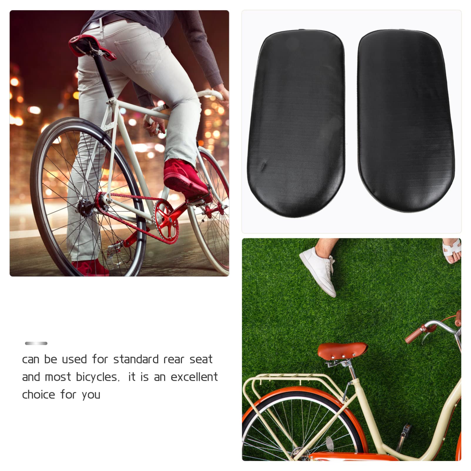 **BESPORTBLE 2-Pack Bike Seat Cushion – Comfortable Rear Infant Bike Mat & Carrier for Kids – Thickened Leather Baby Stroller Seat Cover – Perfect for RV Roof Vents & Round Bike Racks – Ideal for Family Cycling & Outdoor Adventures**