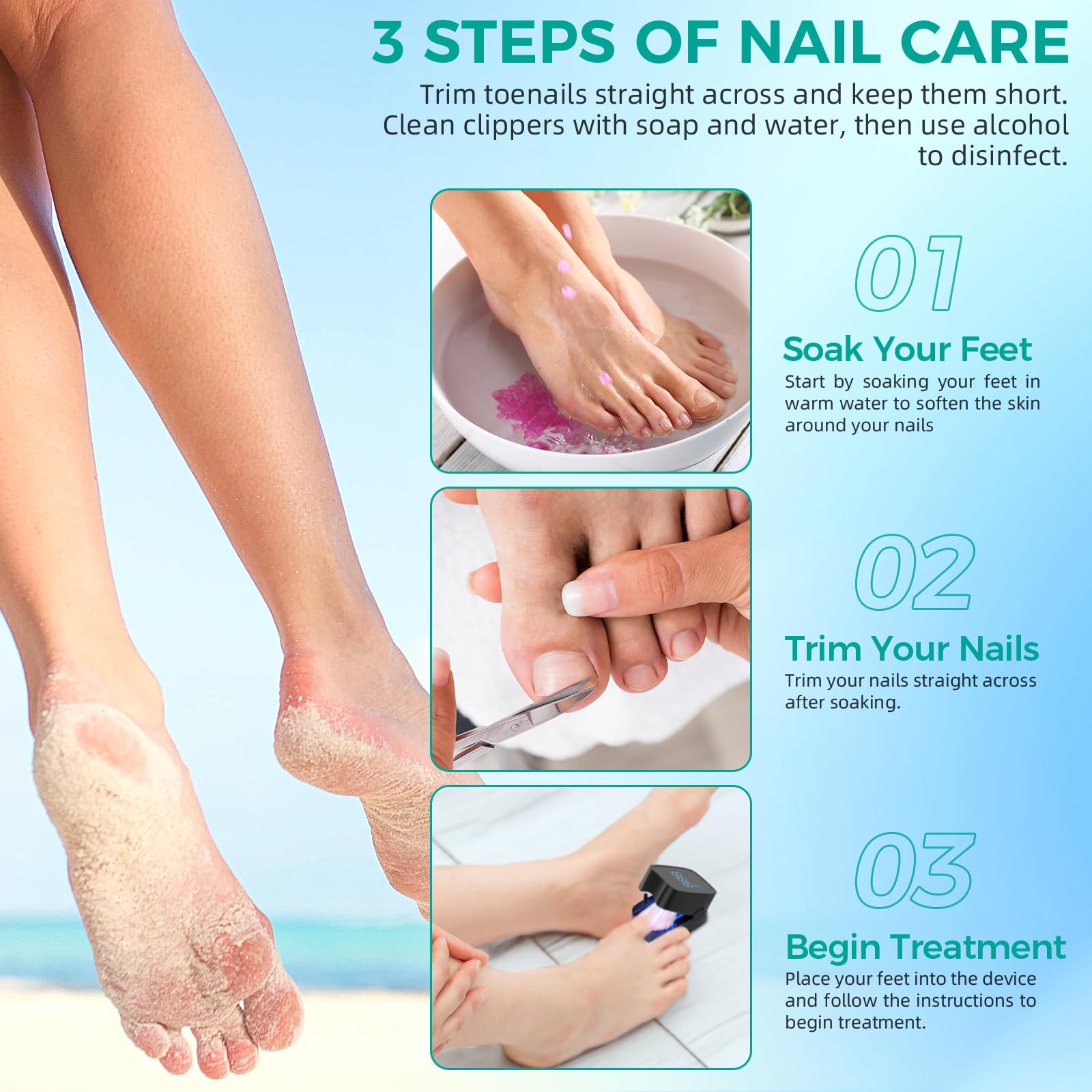 Best Nail Fungus Laser Treatment Device with LED Light - FSA/HSA Eligible for Toenail & Fingernail Fungal Infections | Restores Healthy Nails Fast | Home Use for Athletes, Seniors & Diabetics