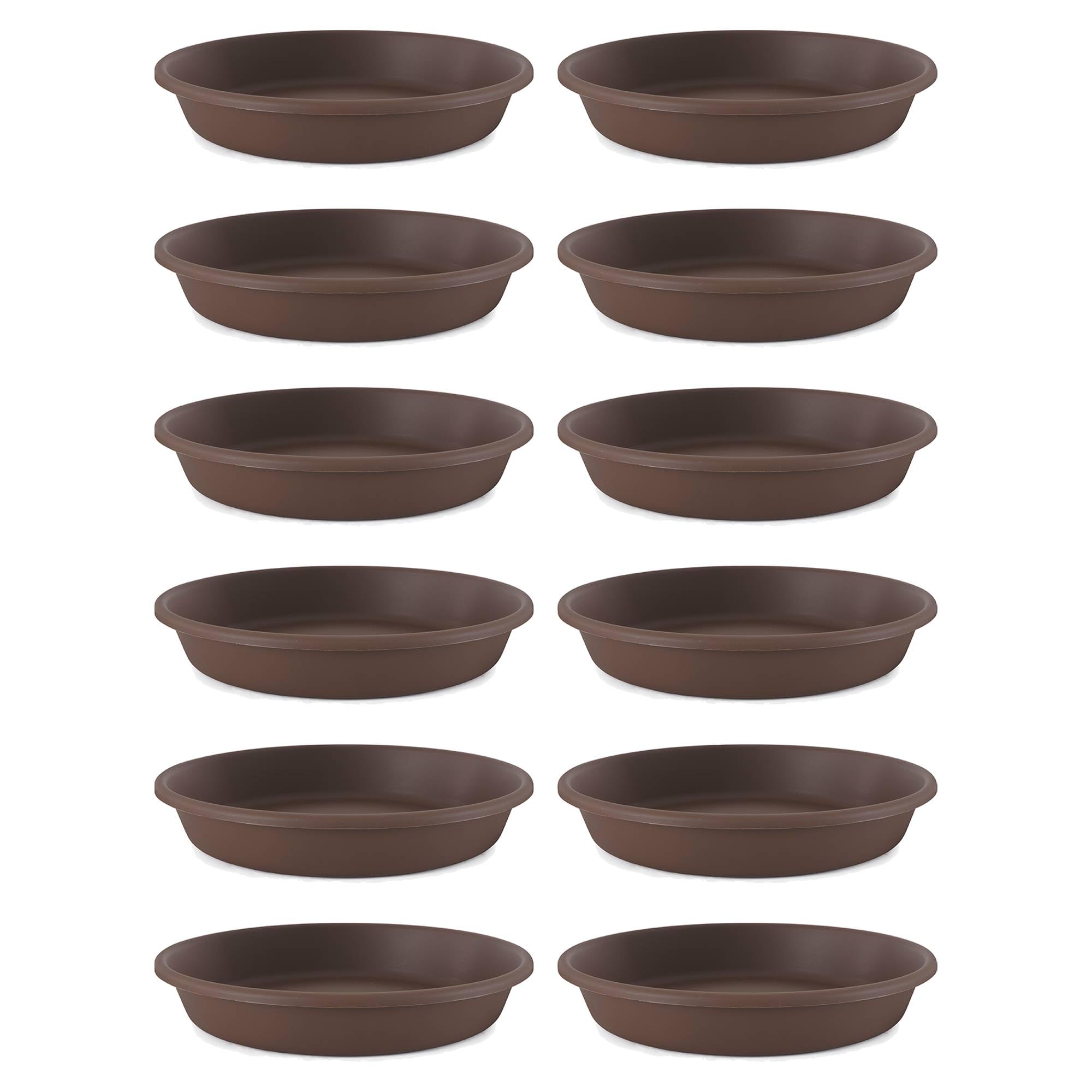 The HC Companies 21 Inch Round Plastic Flower Pot with Deep Saucer - 12 Pack Chocolate Brown Planter for Indoor/Outdoor Plants | Durable Garden Container for Herbs, Flowers & Vegetables