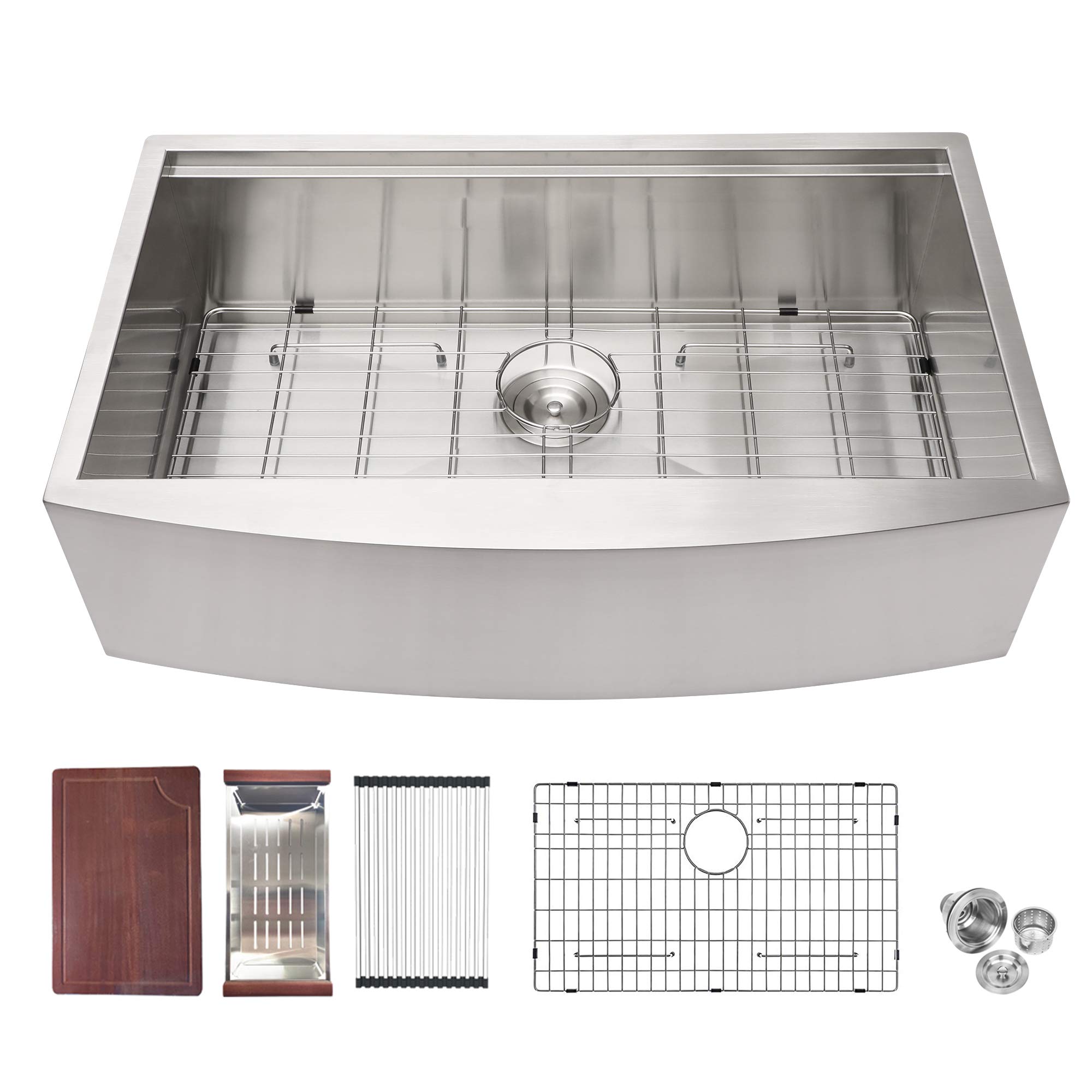 30 Inch Farmhouse Sink - Logmey Stainless Steel Apron Front Kitchen Sink with Ledge Workstation, 18 Gauge Single Bowl for Modern Farmhouse Kitchens | Perfect for Meal Prep, Dishwashing & Country Style Decor