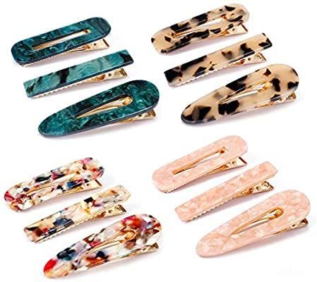 AB Beauty House Acrylic Hair Clips - Resin Hairpins with Marble Sparkly Design, Duckbill & Alligator Barrettes Hair Accessories for Women (2-Pack, Random Colors) - Perfect for Parties, Weddings & Everyday Styling