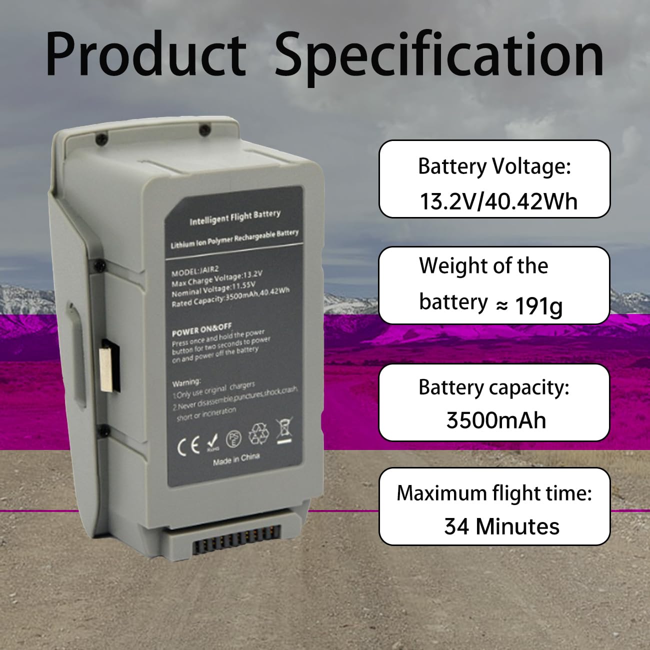 DJI Mavic Air 2 & Air 2S Drone Battery - 3500mAh 40.42Wh Intelligent Flight Battery with 34 Min Flight Time - Replacement Battery Compatible with DJI Mavic Air 2/2S (Only Works with DJI Original Chargers) - Perfect for Aerial Photography, Travel & Outdoor Adventures