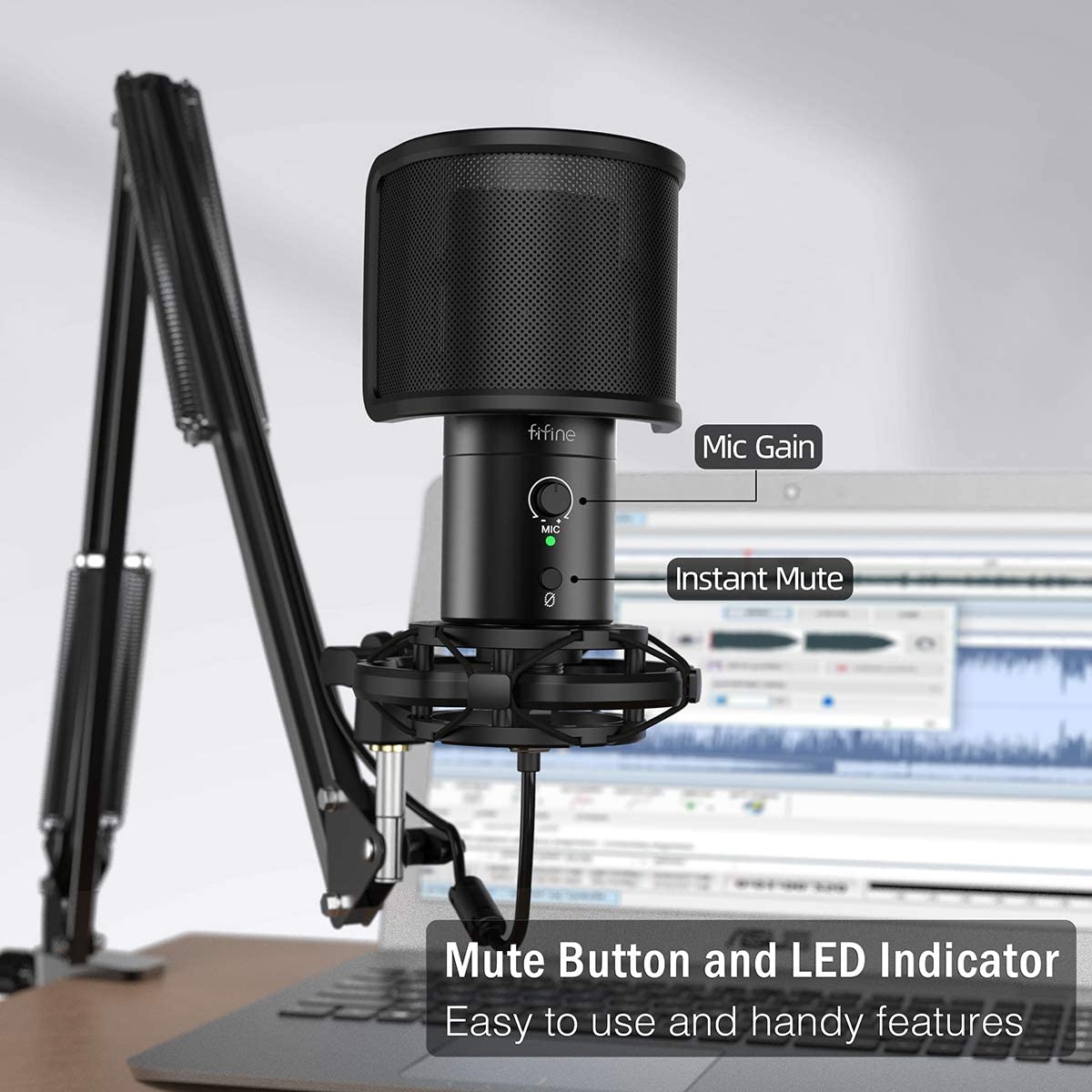 Fifine T683 USB C Microphone - Professional Cardioid Condenser Mic for Podcasting, Streaming, Gaming & Recording - Plug & Play USB-C Connectivity for PC, Mac & Laptop - Perfect for Home Studio, YouTube & Voiceovers
