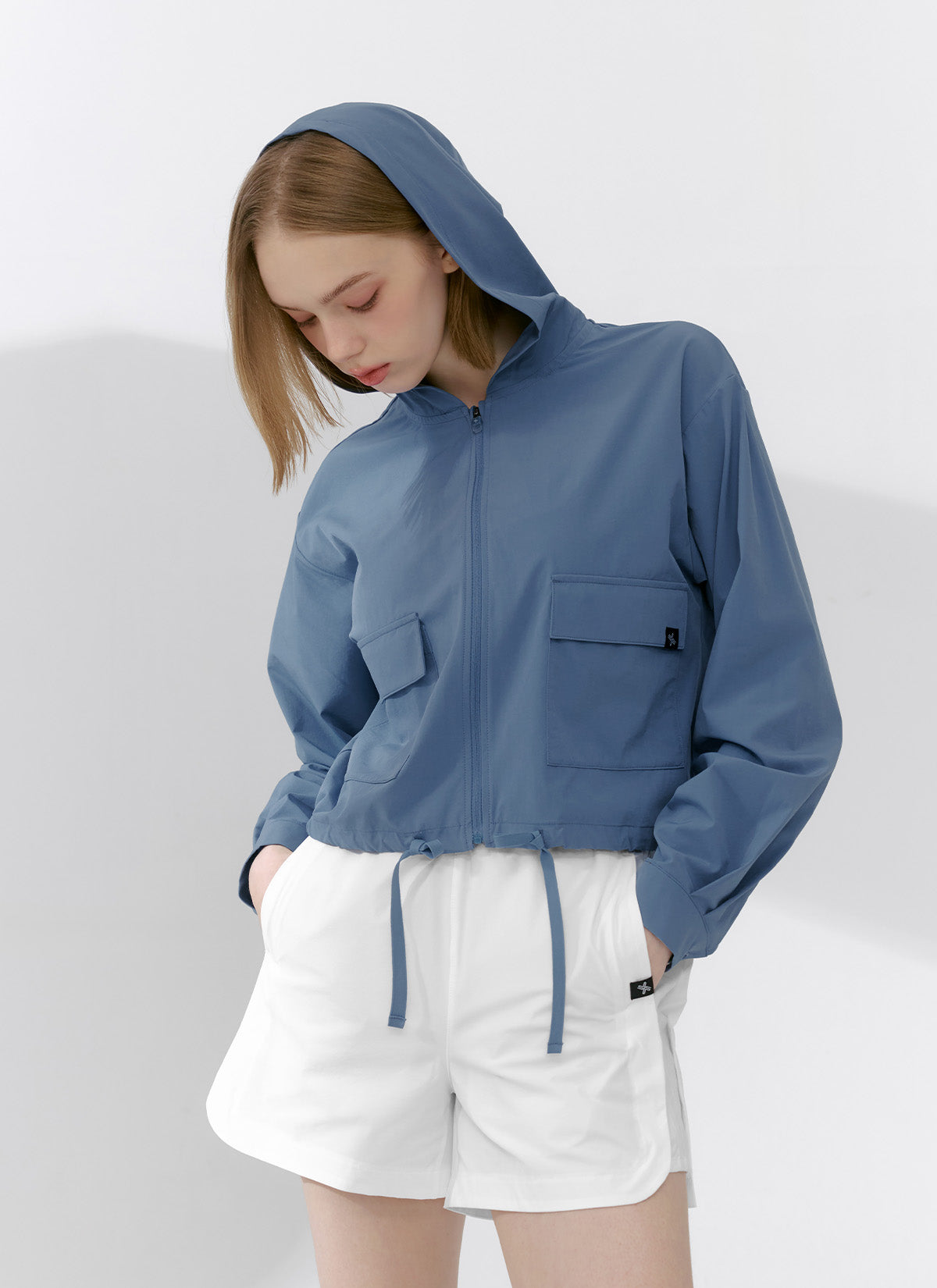 Lightweight Woven Hooded Crop Jacket for Women - Stylish Outerwear for Spring & Fall - Perfect for Casual Outings, Layering & Streetwear Fashion