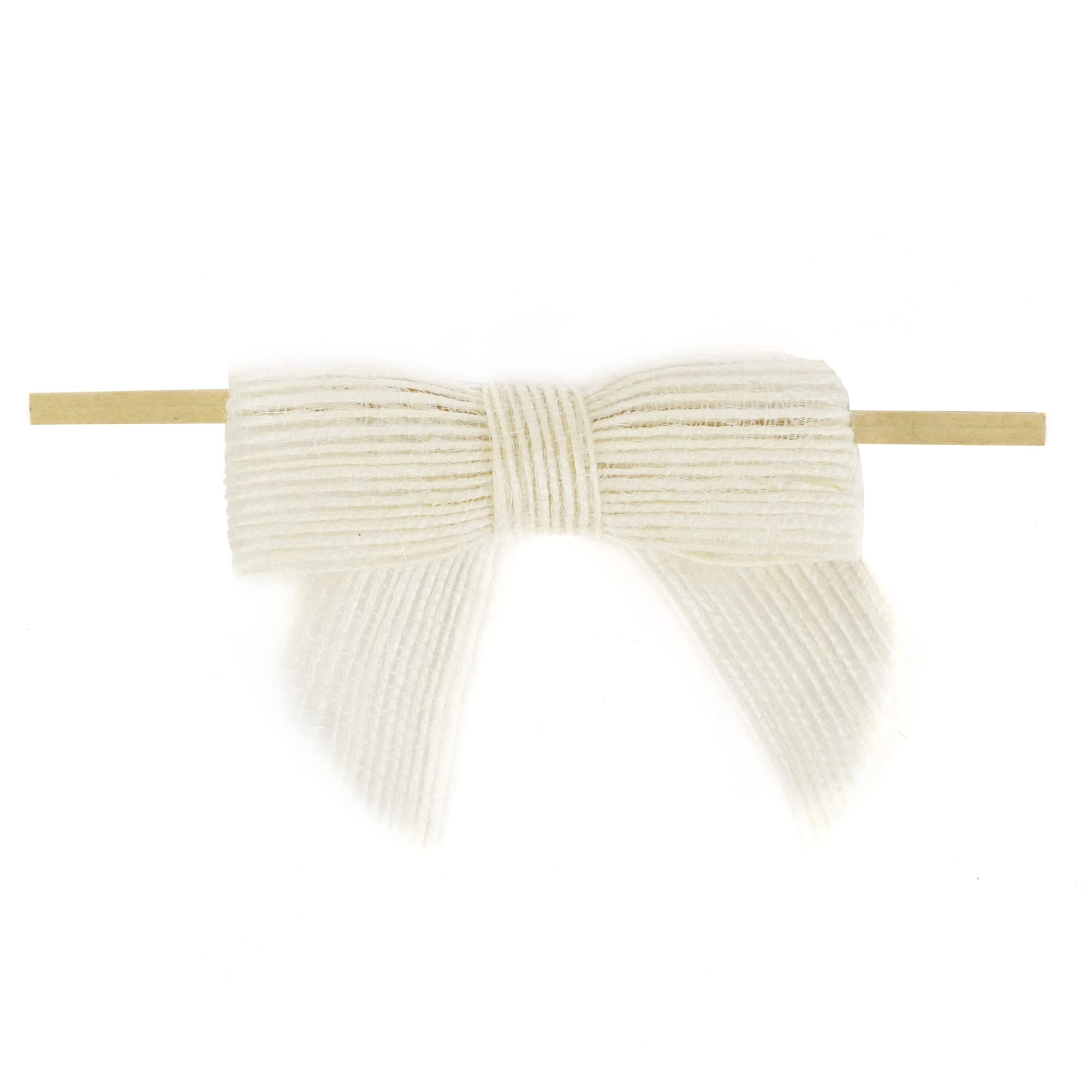 Premade 3 Inch Ivory Burlap Bows for Wedding Decor, Gift Wrapping, Treat Bags & Crafts - Rustic Jute Bows with Twist Tie for Wreaths, Cake Pops & Party Decorations (12 Count) - Perfect for Rustic Weddings, Baby Showers & DIY Projects