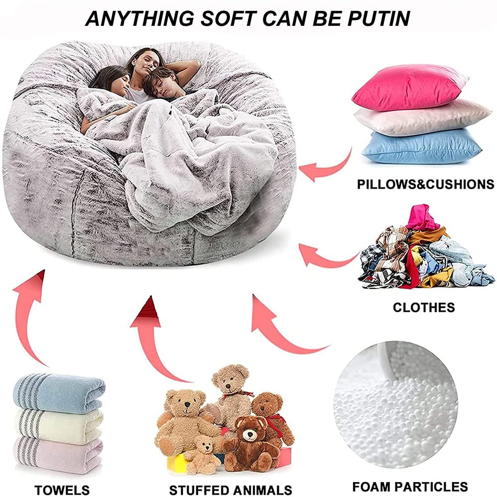 Large Microsuede Bean Bag Chair Cover - Plush Toy Storage Bag & Foam Filled Sofa Bed for Adults | Breathable, Comfortable Furniture Without Filling | Perfect for Living Rooms, Game Rooms & Dorm Decor