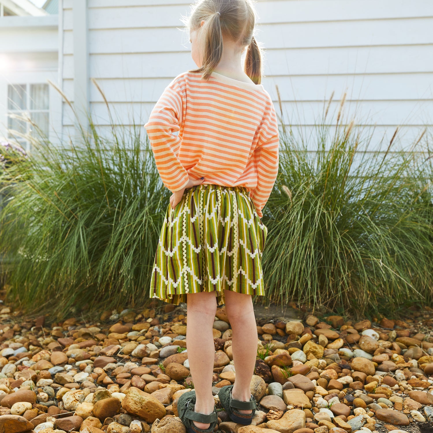 Nisha Girls' Floral Print Skirt - Soft Cotton A-Line Skirt for Toddlers & Kids - Perfect for School, Parties & Playtime