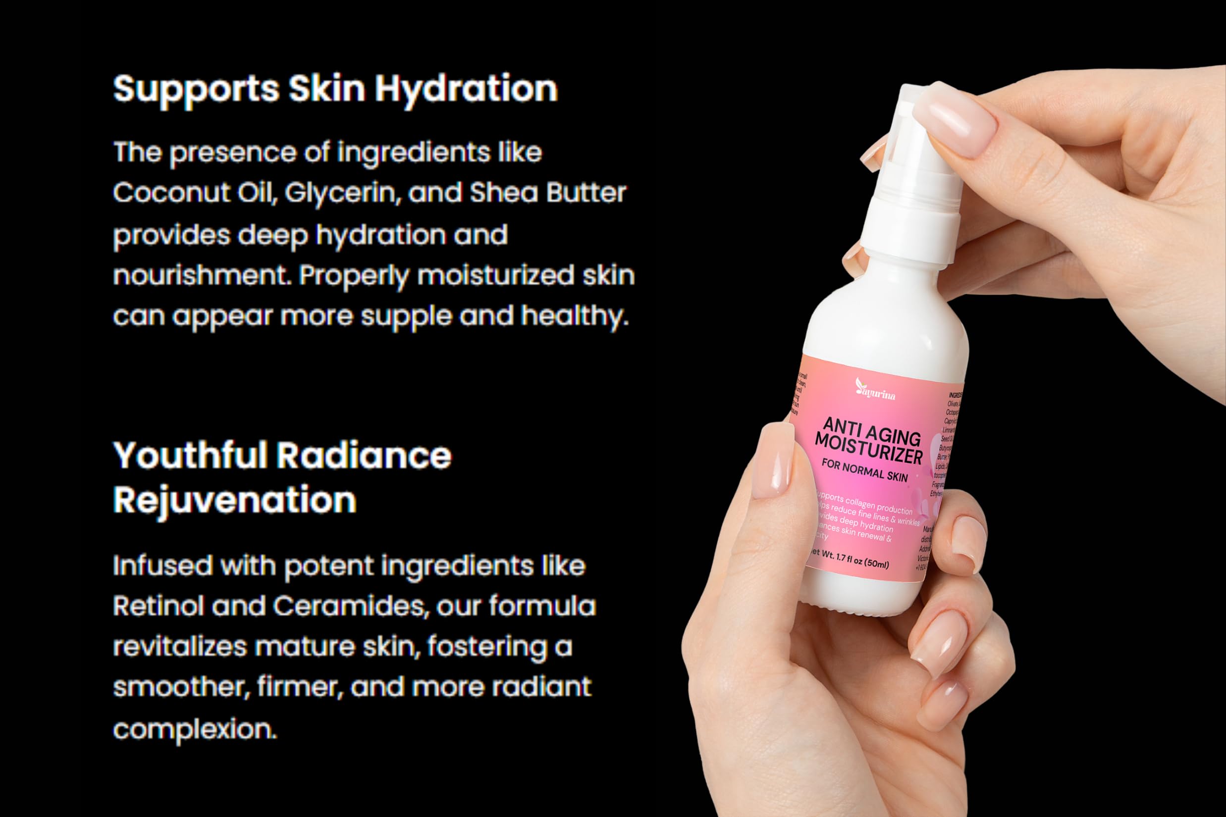 Best Anti-Aging Face Cream with Collagen & Retinol - Ayurina Hydrating Moisturizer for Wrinkles, Fine Lines & Skin Renewal - 1.7 fl oz - Perfect for Night Routine & Daily Skincare