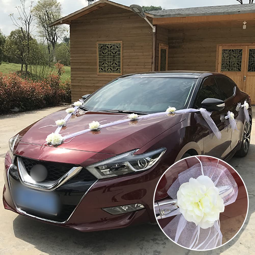 Zcargel Rattan Garland Wedding Car Decor Set - Creative Simulated Floral Float Design for Bridal Vehicle Decoration - Perfect for Wedding Ceremonies, Bridal Showers & Photo Shoots