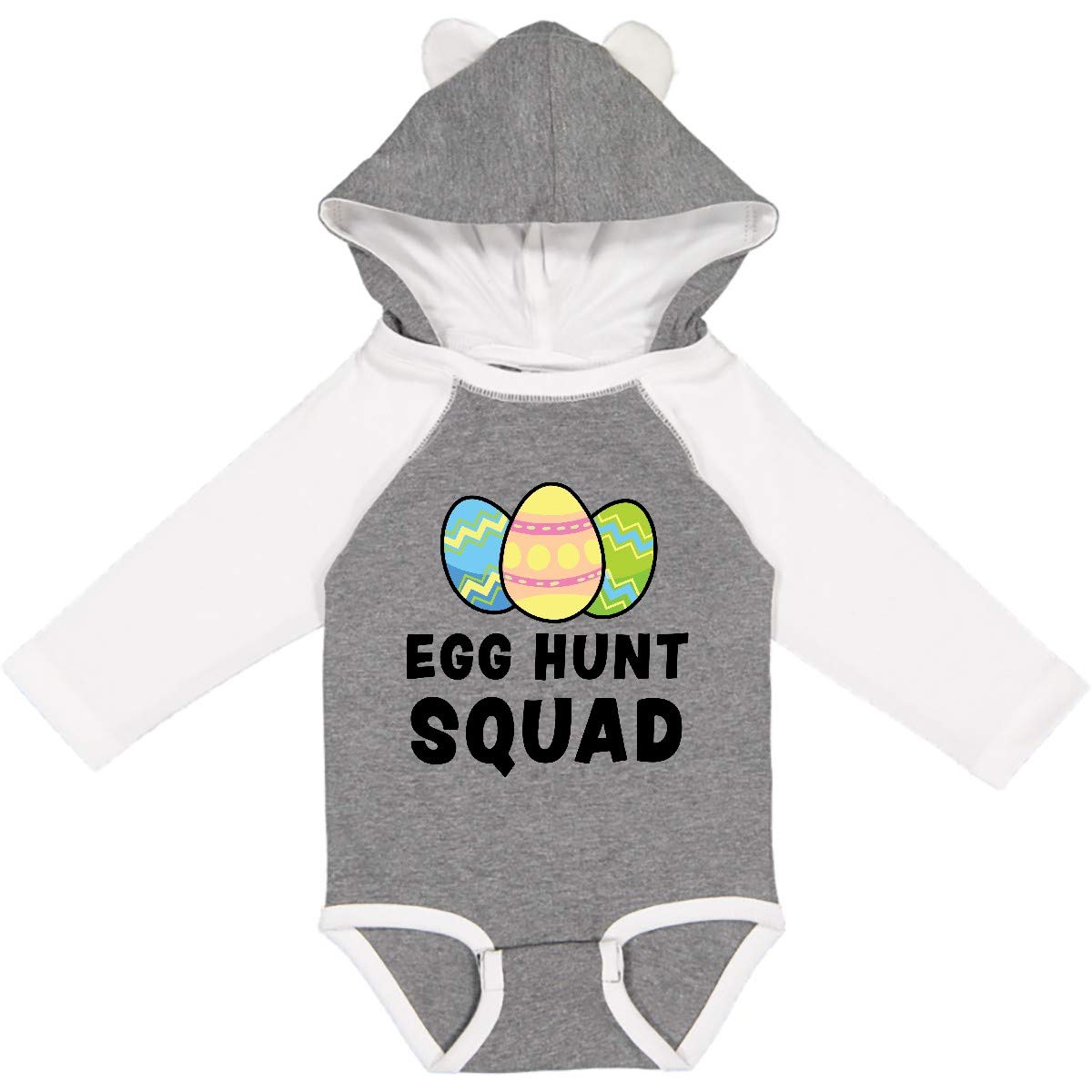 Inktastic Egg Hunt Squad Easter Eggs Baby Long Sleeve Creeper - Soft Cotton Jumpsuit for Easter Outfits & Holiday Photos