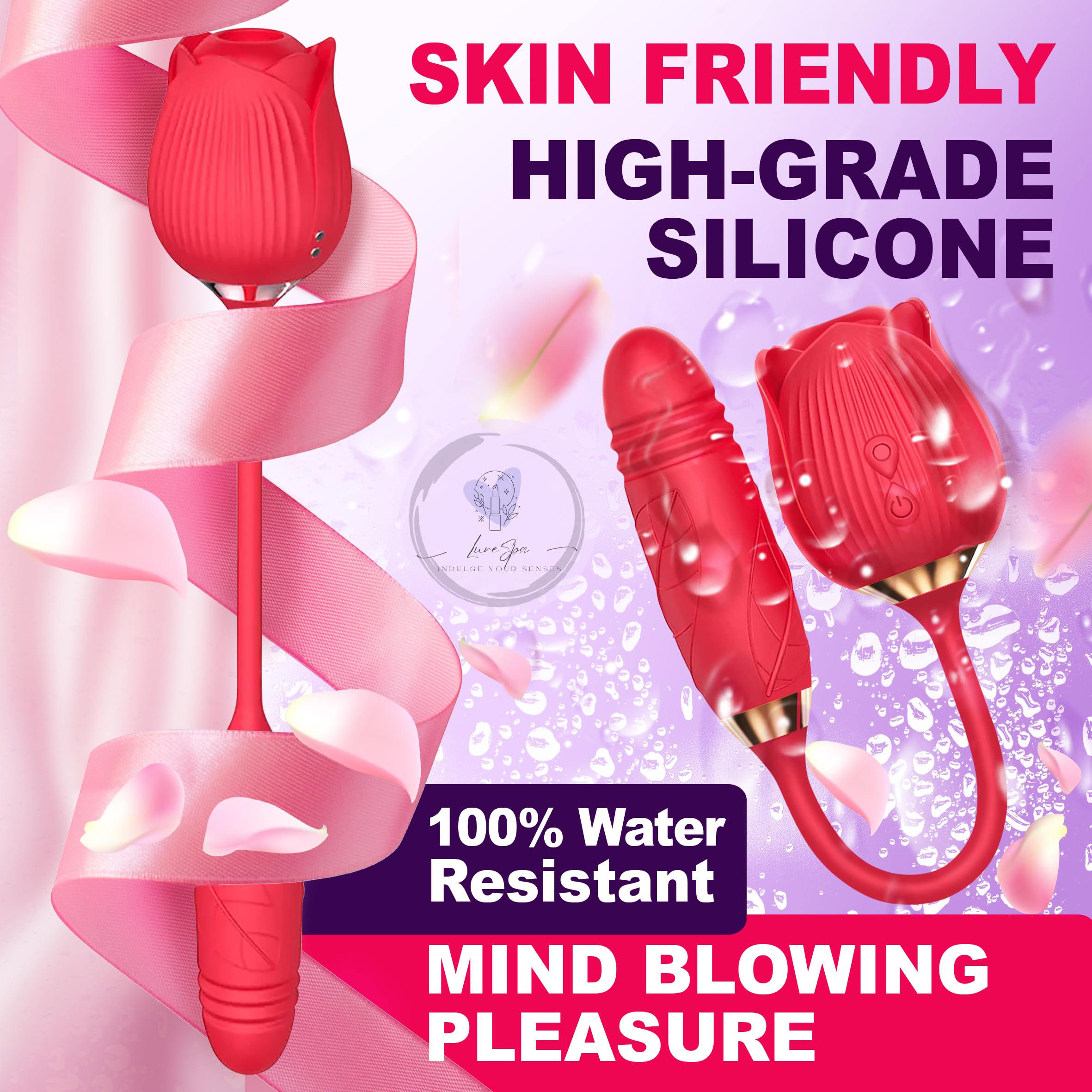 2024 New Rose-Shaped Dildo Vibrator - 10 Powerful Suction & Thrusting Modes for G-Spot & Clitoral Stimulation | Rechargeable Adult Sex Toy for Women & Couples | Perfect for Solo Play, Foreplay & Spicing Up Relationships