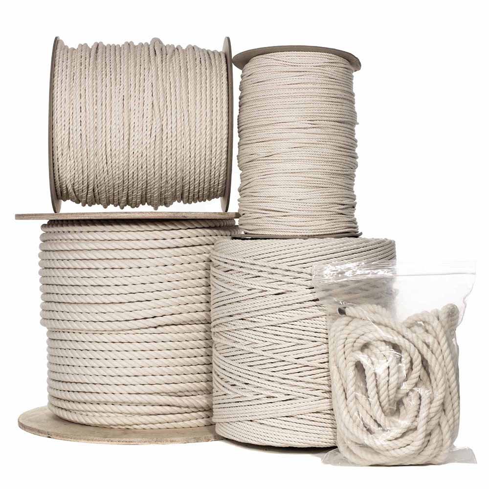 Paracord Planet Twisted Cotton Rope - 100% Natural Biodegradable Macrame Cord - High Strength & Durable Cotton String for DIY Crafts, Plant Hangers, Wall Decor - Perfect for Home Decoration & Handmade Projects