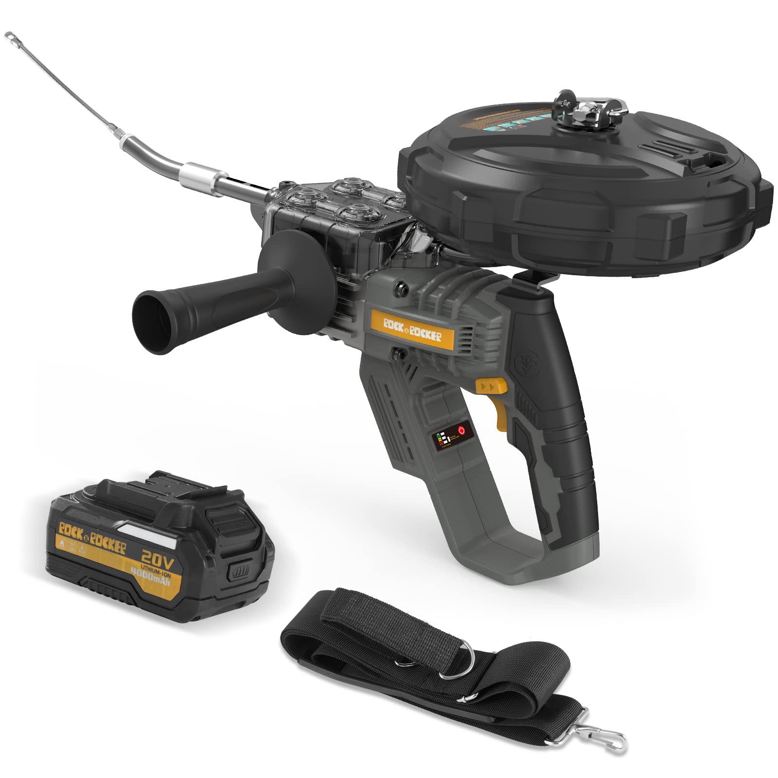 Rock&Rocker 20V 4.0AH Brushless Electric Fish Tape - Portable Wire Threading Machine for Conduit & Pipes | Auto Wire Puller for Walls, Ceilings & Tight Spaces | Ideal for Electricians, DIY & Construction Projects