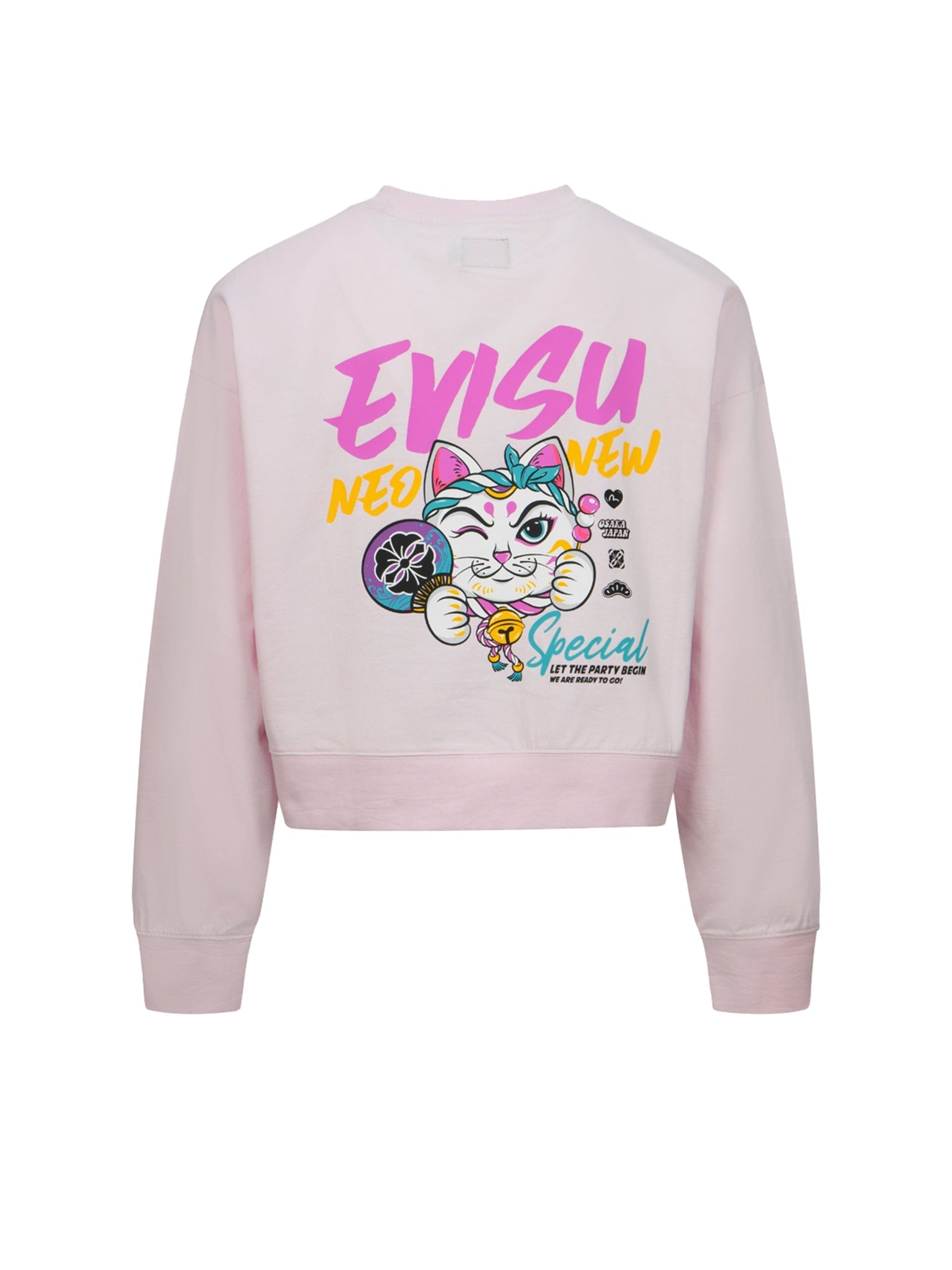 Lucky Cat Print Cropped Sweatshirt - Cute Japanese Maneki Neko Graphic Pullover for Women | Perfect for Casual Wear, Street Style & Kawaii Fashion Outfits