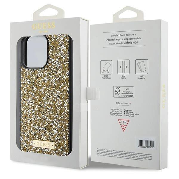 Guess Rhinestone Metal Logo Hard Case for iPhone 15 Pro 6.1