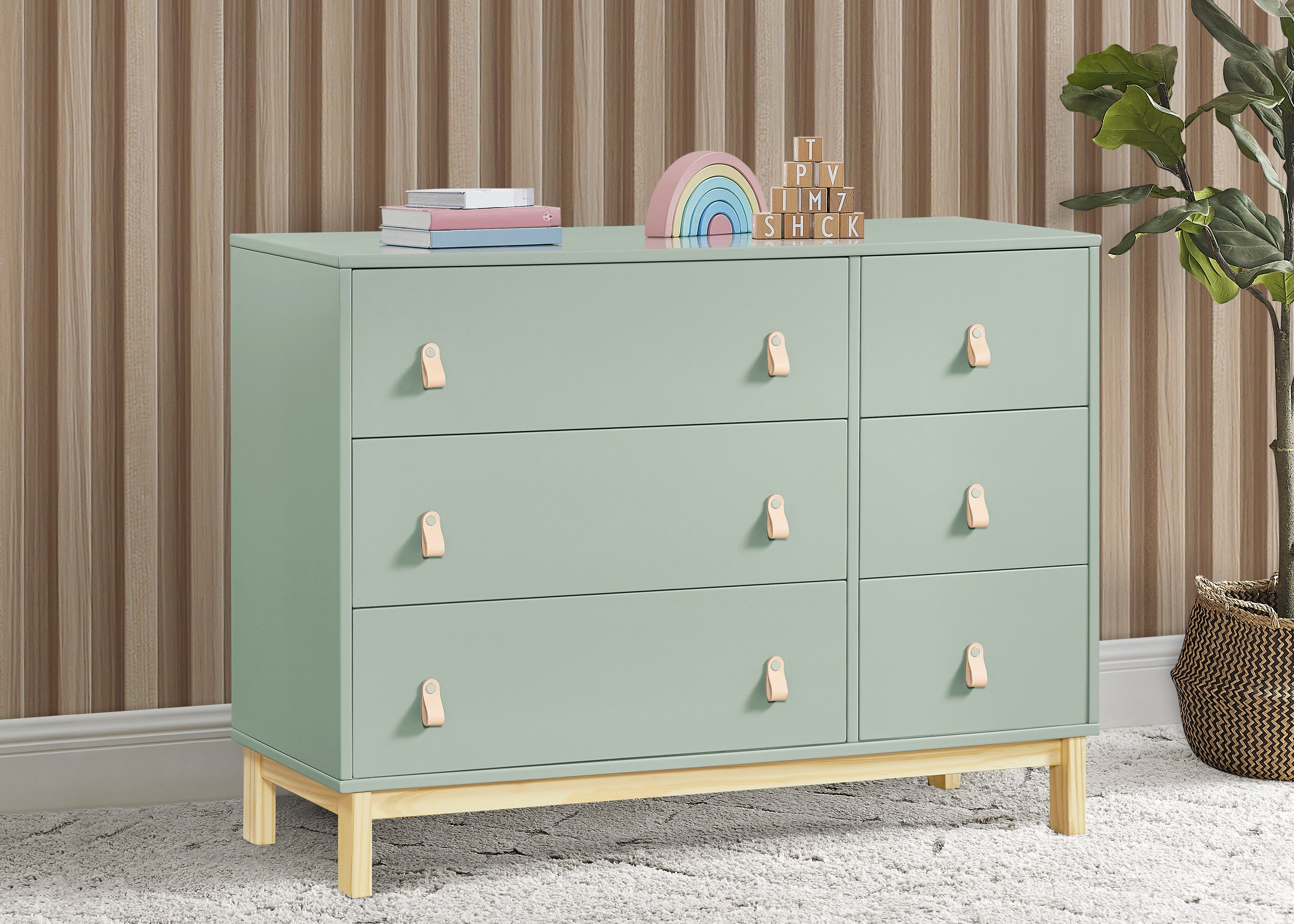 BabyGap Legacy 6-Drawer Dresser with Leather Pulls & Interlocking Drawers - Nursery Storage Solution for Baby Clothes, Blankets & Essentials