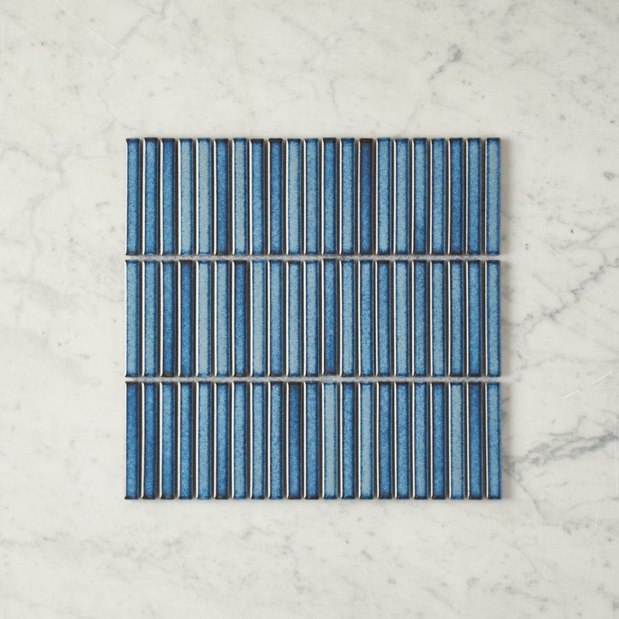 Vintage Blue Kit Kat Mosaic Tile - Handmade Ceramic Wall & Floor Tiles for Kitchen Backsplash, Bathroom, and Pool Designs | Coogee Collection