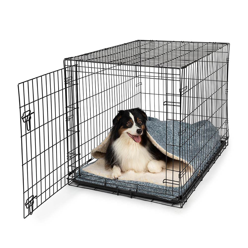 Snoozer Cozy Cave Crate Pet Bed - Microsuede & Memory Foam Small Dog Bed - Palmer Indigo - Perfect for Crates, Travel & Home Comfort