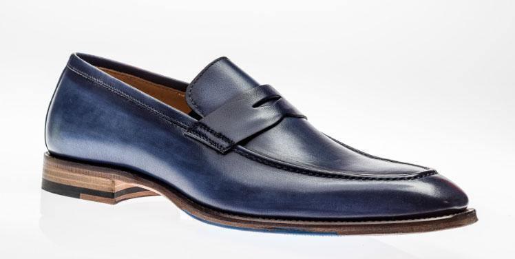 JOSE REAL AMBERES LOAFER - Handmade Italian Leather Slip-On Shoes for Men in Deep Blue | Perfect for Business Casual & Formal Occasions