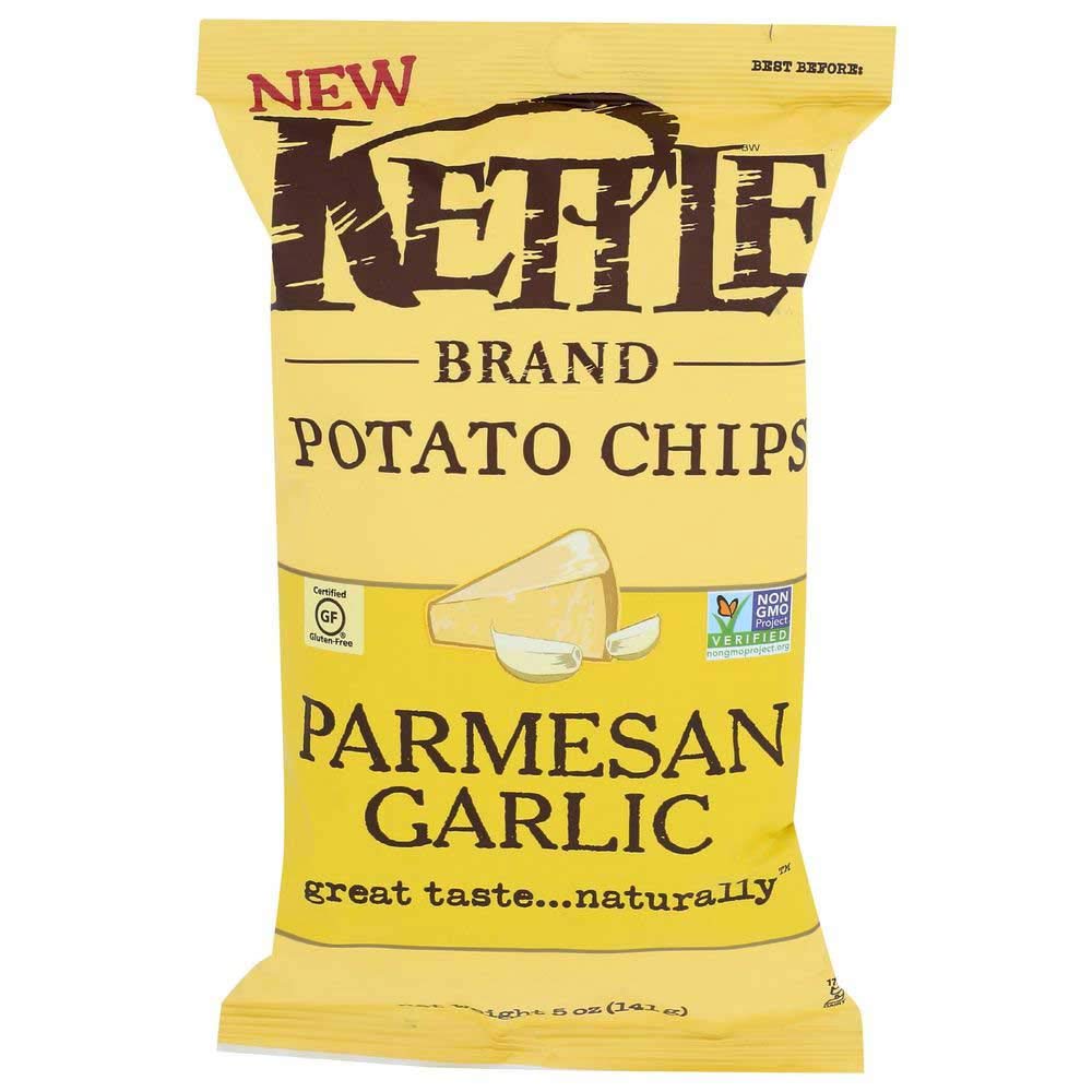 Parmesan Garlic Kettle Potato Chips - Non-GMO, Gluten-Free, 5oz Bags (Pack of 15) - Perfect for Snacking, Parties & Lunchboxes