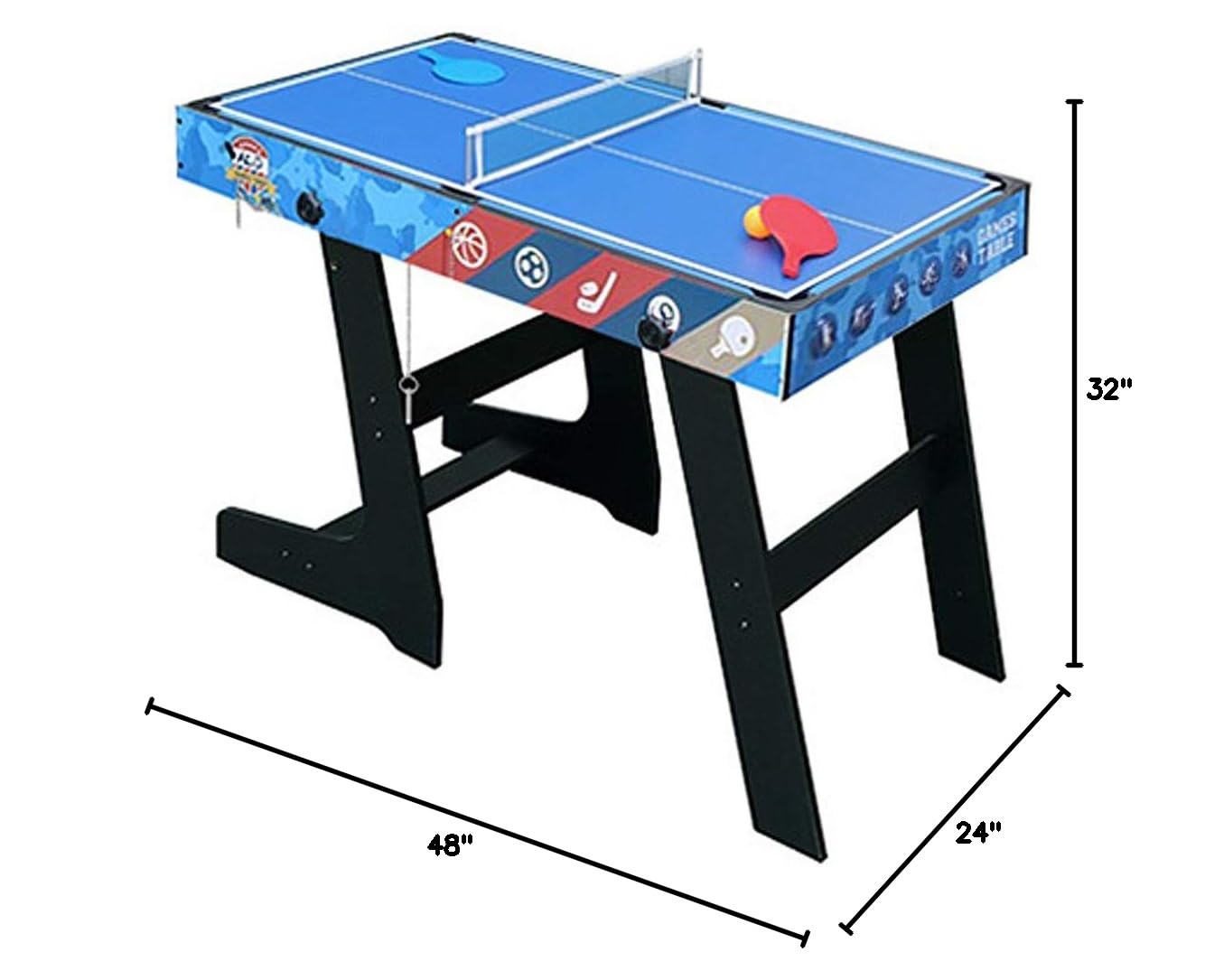 5-in-1 Multi Game Table Set - Foldable Foosball, Pool, Air Hockey, Ping Pong & Basketball Combo for Indoor Family Fun & Game Room Entertainment
