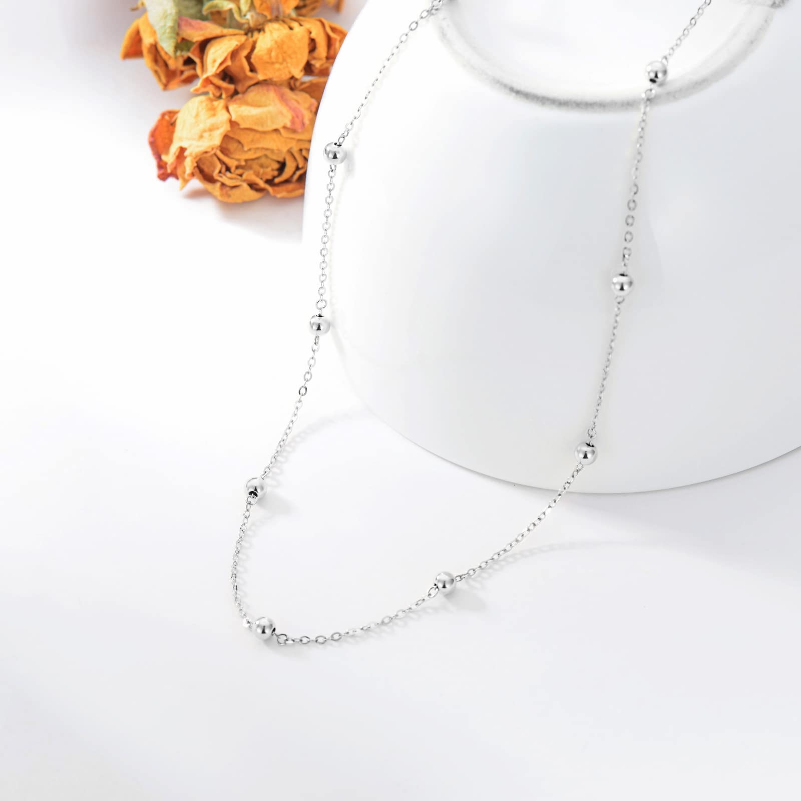 14K Gold Bead Choker Necklace for Women - 3mm Ball Chain, 15-18 Inch Adjustable, Elegant Layering Jewelry Gift for Her - Perfect for Weddings, Parties & Everyday Wear