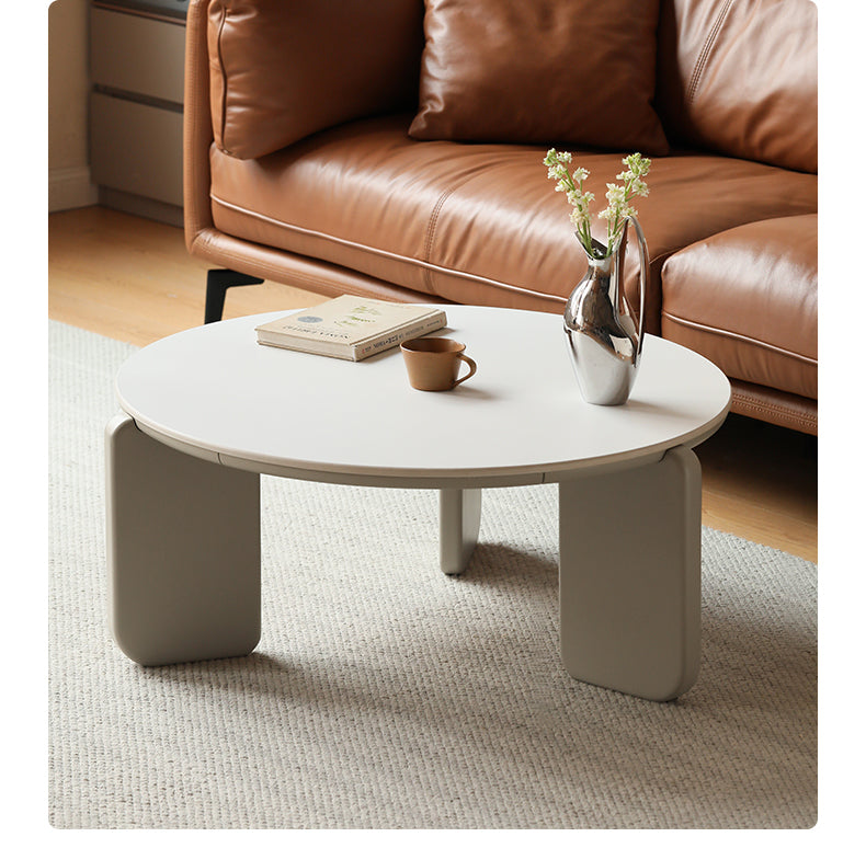 Solid Poplar Wood Rock Plate Coffee Table - Rustic Modern Living Room Furniture for Home Decor & Entertainment