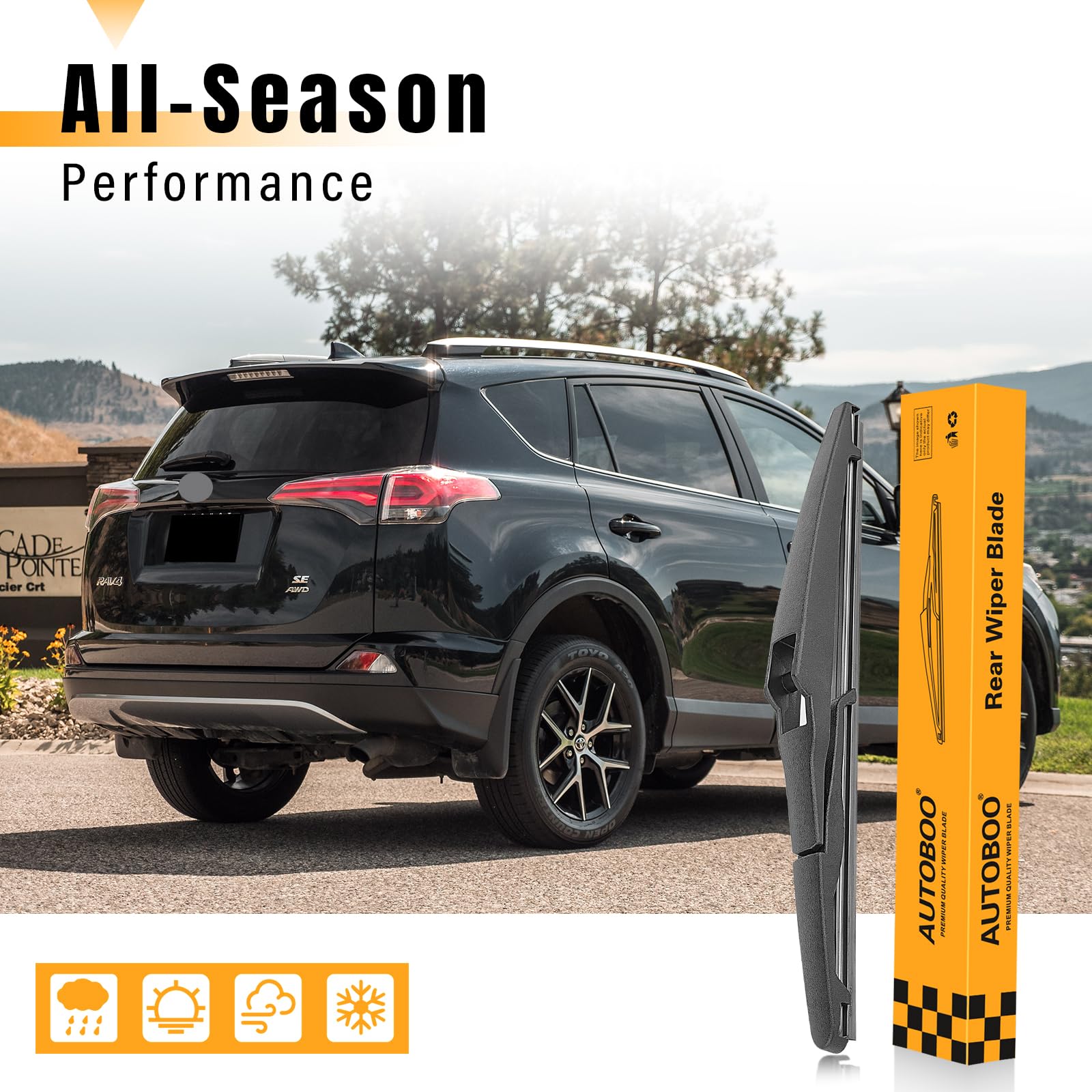 AUTOBOO 10 Inch Rear Wiper Blade Replacement for TOYOTA RAV4 2013-2018 & Highlander 2020-2023 | Jeep Compass 2018-2023 | OEM Quality Back Windshield Wiper Blade (1-Pack) - Perfect for Rainy Weather & Winter Driving Conditions