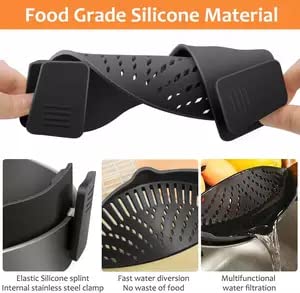 Snap Strainer Silicone Food Strainer - Heat Resistant Clip-On Colander for Pasta & Spaghetti | Universal Fit for All Pots & Bowls | Hands-Free Kitchen Drainer (Red) | Perfect for Cooking, Draining, and Meal Prep