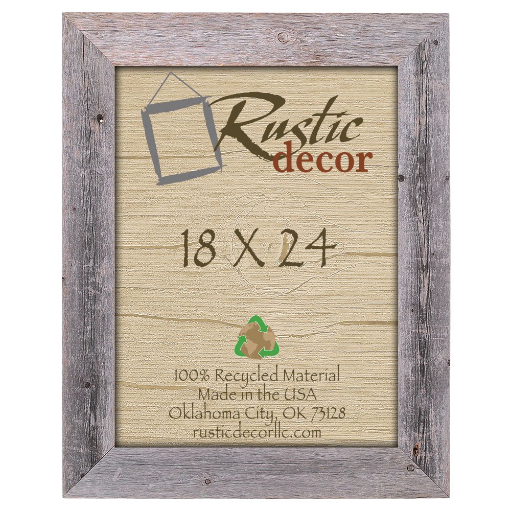 18x24 Inch Extra Wide Reclaimed Rustic Barnwood Picture Frame - 3.5