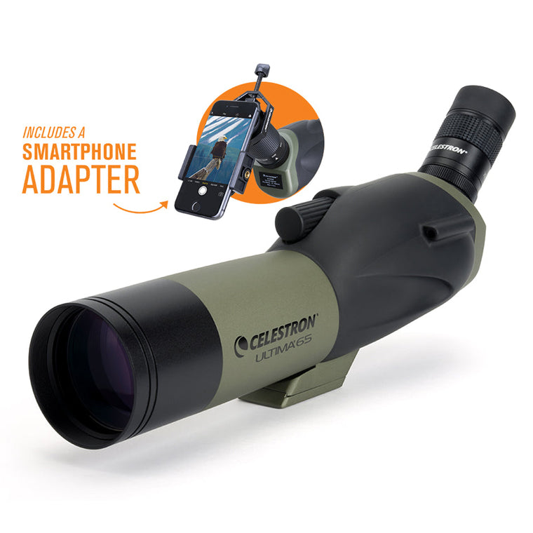 Ultima 18 55-65mm Angled Zoom Spotting Scope with Smartphone Adapter - HD Bird Watching, Hunting & Target Shooting Optics for Outdoor Enthusiasts