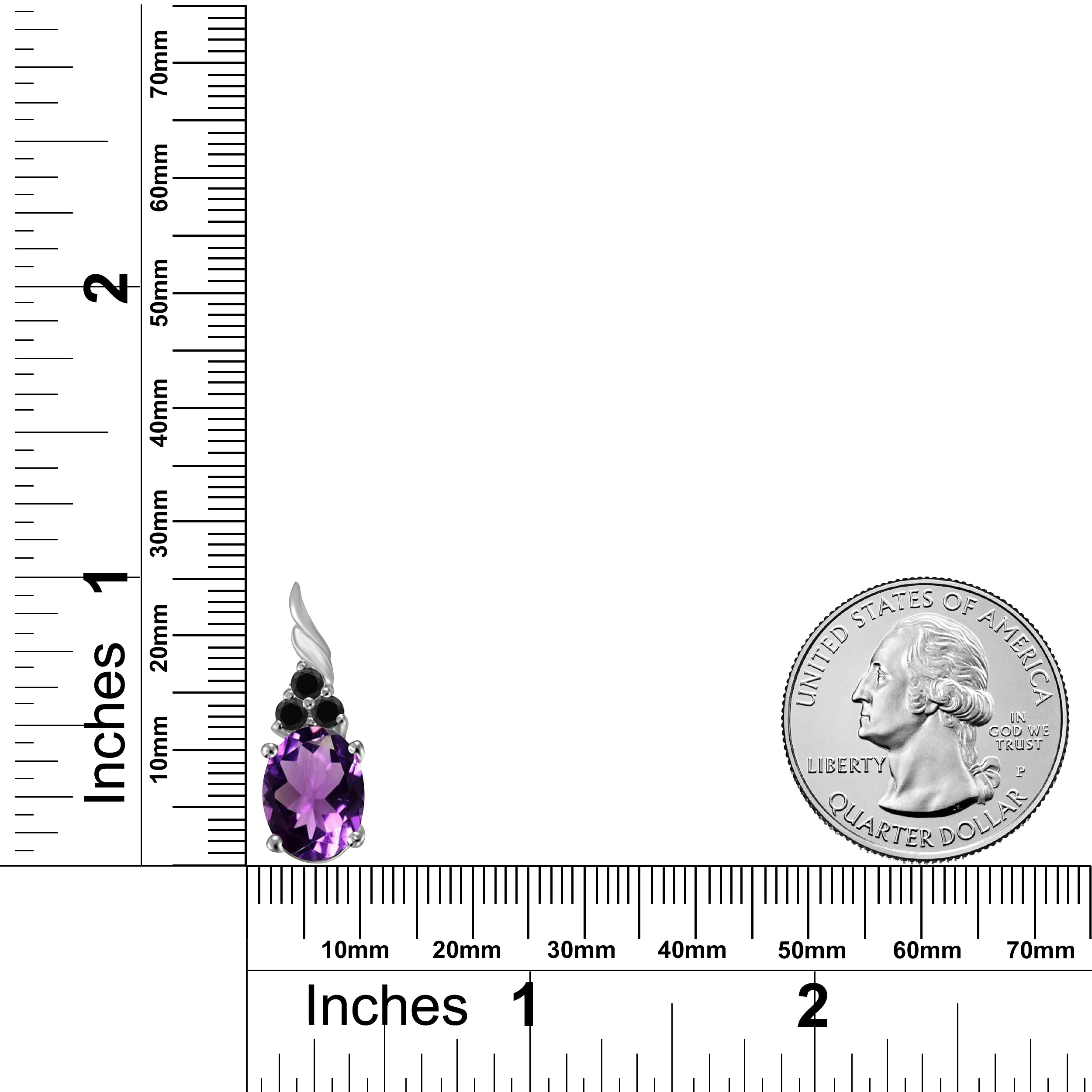 14K Rose, White & Yellow Gold Amethyst & Black Diamond Pendant Necklace for Women - 1.36 Carat 4 Stone Oval Prong Setting with 18