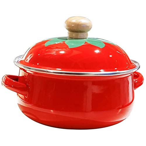 18cm 1.5L Enamel Tomato Soup Pot - Mini Saucepan for Milk, Eggs & Noodles - Induction & Gas Stove Compatible - Perfect for Small Batch Cooking, Camping & Dorm Use