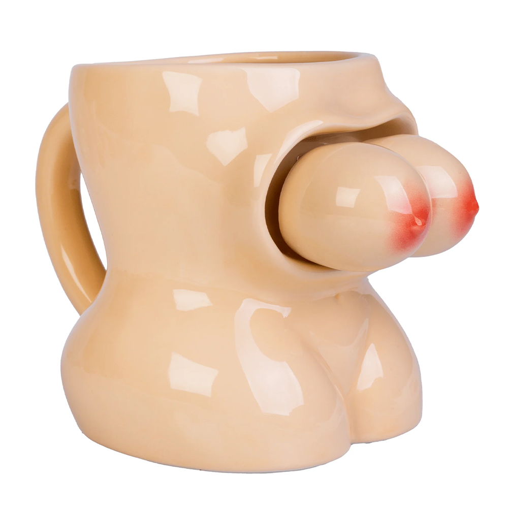Funny 3D Bouncing Boobs Coffee Mug - Novelty Rude Ceramic Cup for Office Pranks & Gag Gifts - Perfect for Birthday Parties, Bachelor Parties & White Elephant Exchanges