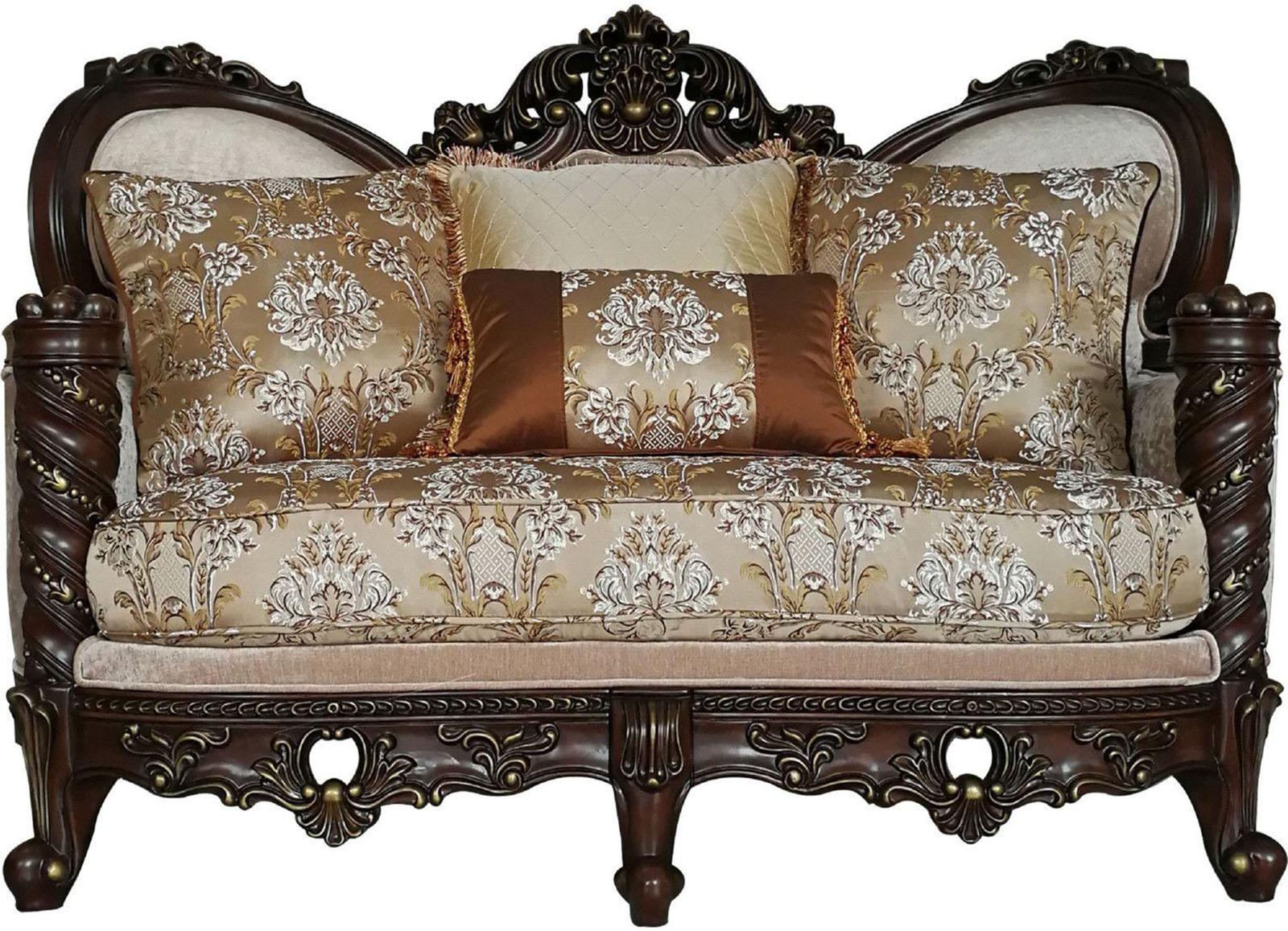 Acme Furniture Devayne Loveseat with 4 Pillows - Dark Walnut Sofa for Living Room, Lounge & Small Spaces - Modern Comfortable Two-Seater Couch 50686
