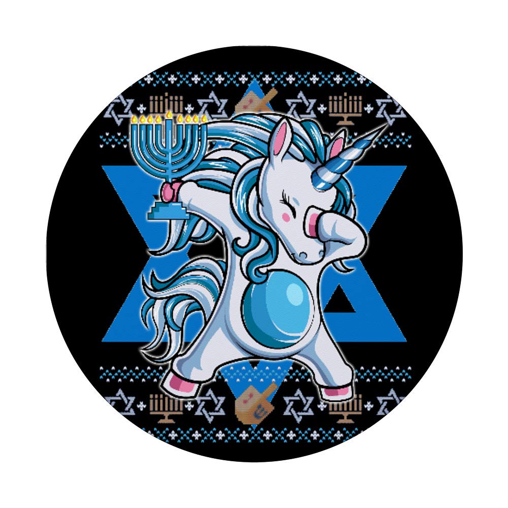 Jewnicorn Jewish Unicorn Hanukkah Pajama Girl PopSockets - Phone Grip & Stand for iPhone, Samsung, Tablets - Perfect for Hanukkah Gifts & Jewish Holiday Celebrations