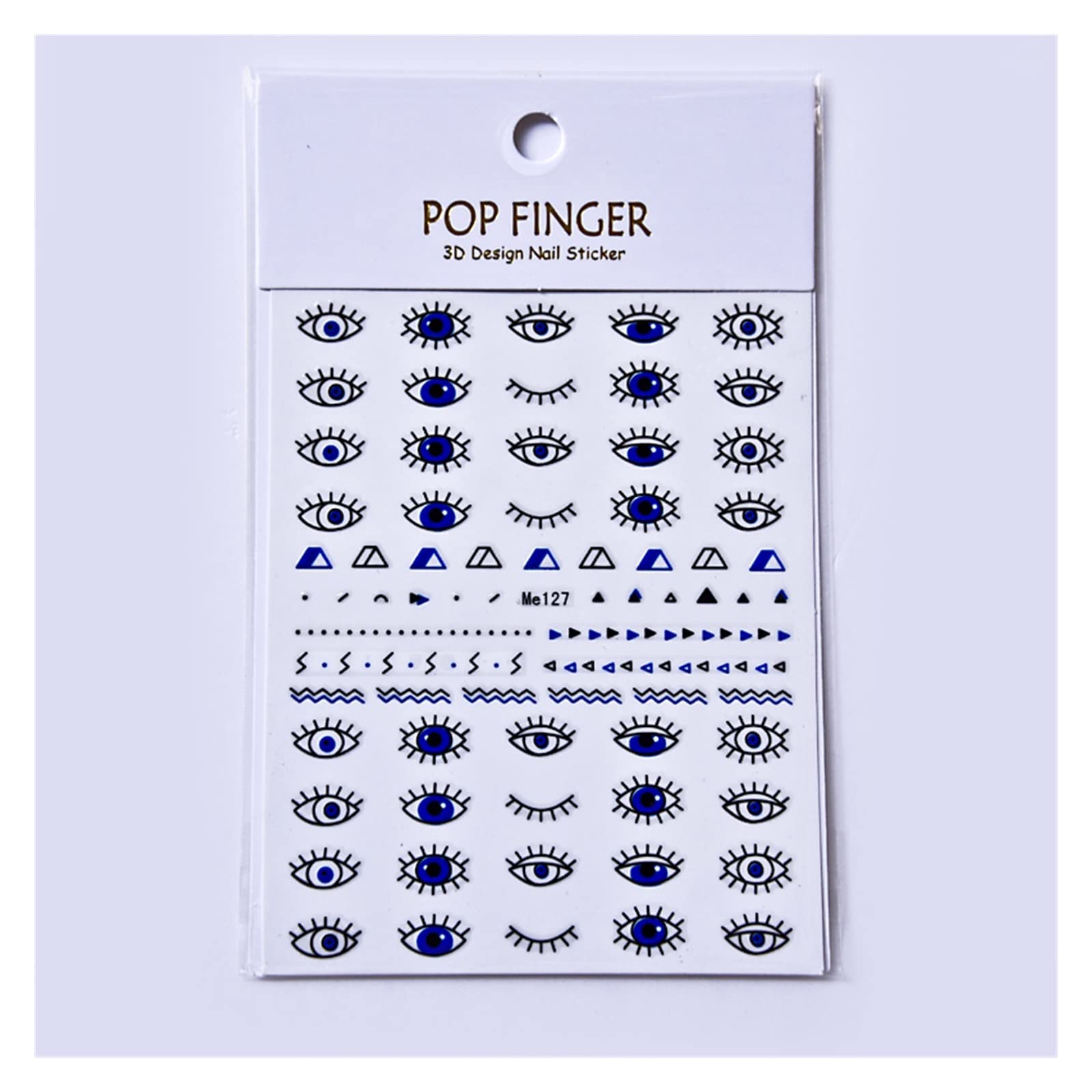 1pc Evil Eye Nail Stickers - 3D Self-Adhesive Witch Blue Eyes Nail Decals for Nail Art, DIY Nail Decorations, Tattoos & Manicure Tools - Elegant Pearlescent Shiny Design (Color: ME127) - Perfect for Halloween, Parties, and Gothic Nail Art Styles