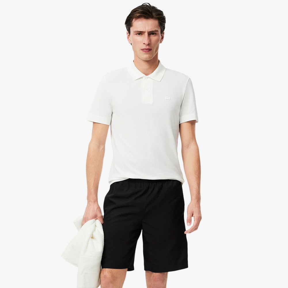 Lacoste Men's Stripe Logo Short Sleeve Polo Shirt - Classic Black Cotton Casual Top for Golf, Tennis & Summer Outings