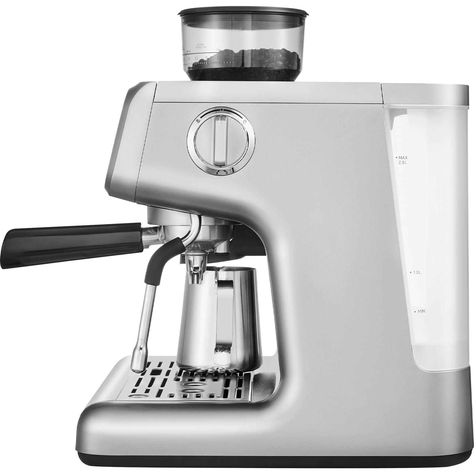 VEVOR 15 Bar Semi-Automatic Espresso Coffee Maker with Built-in Grinder & Milk Frother, Removable Water Tank, PID Control System - Perfect for Home Baristas to Make Cappuccino, Latte, Macchiato - Ideal for Kitchen, Office, Coffee Shop Use