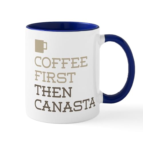 White/Navy Inside - Coffee Then Canasta Mugs
