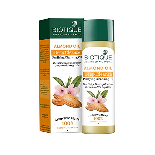 Biotique Bio Almond Oil Soothing Face and Eye Makeup Cleanser - 120ml/4.05oz - Gentle Makeup Remover for Sensitive Skin | Perfect for Daily Cleansing & Nighttime Skincare Routine