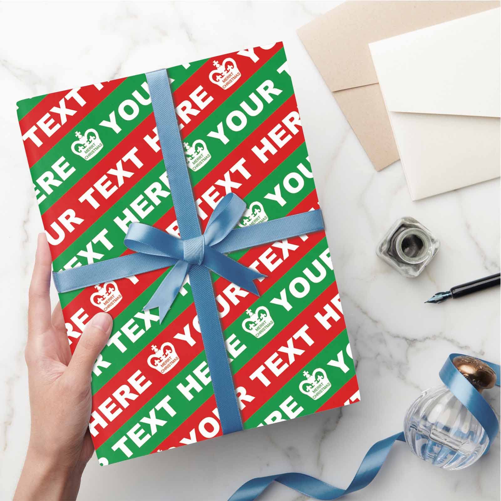 MyPupSocks Personalized Christmas Wrapping Paper Roll - Custom Name Text & Crown Design Gift Wrap for Women, Men, Kids, Baby (58x23 Inches, 3 Rolls) - Perfect for Birthday, Holiday & Christmas Presents