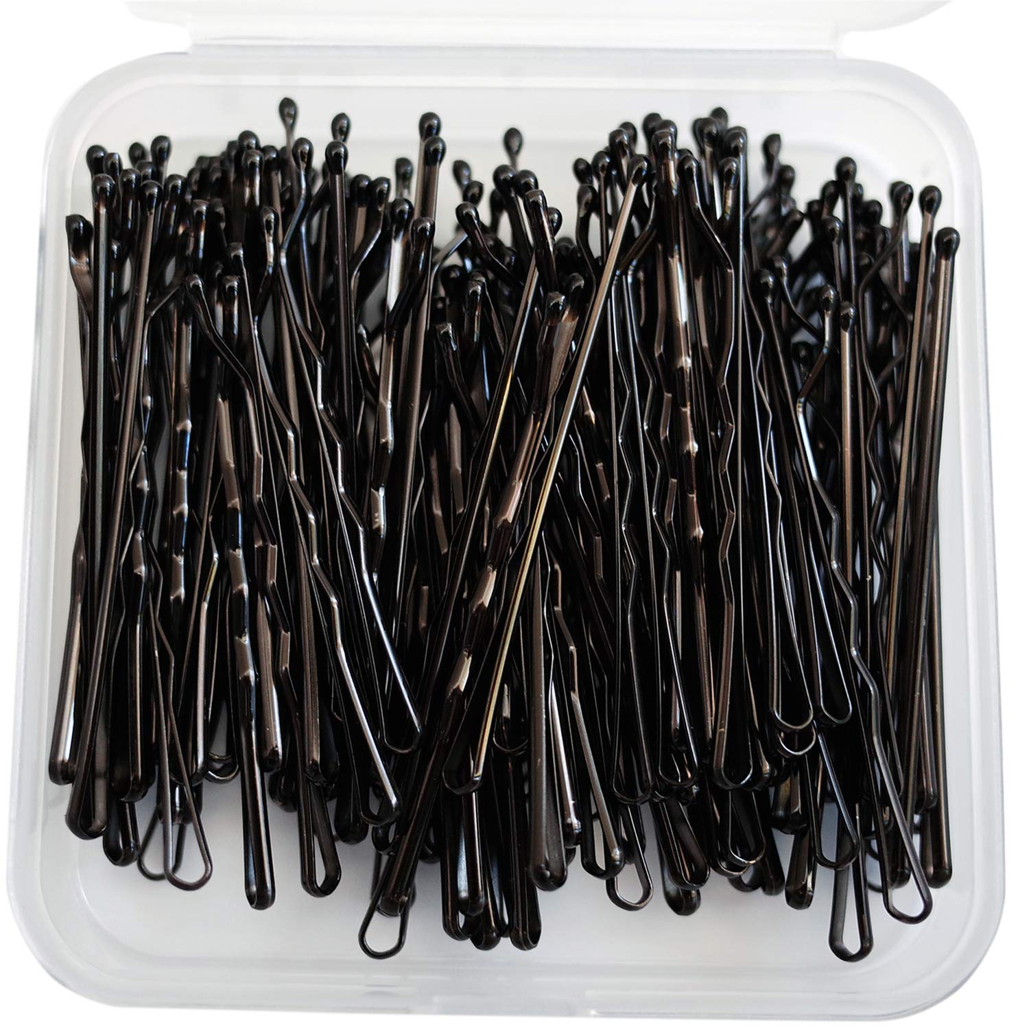 100 Count Bulk Black Bobby Pins for Hair - Secure Hair Styling Essentials in Plastic Case Box | Perfect for Updos, Braids & Everyday Hair Accessories