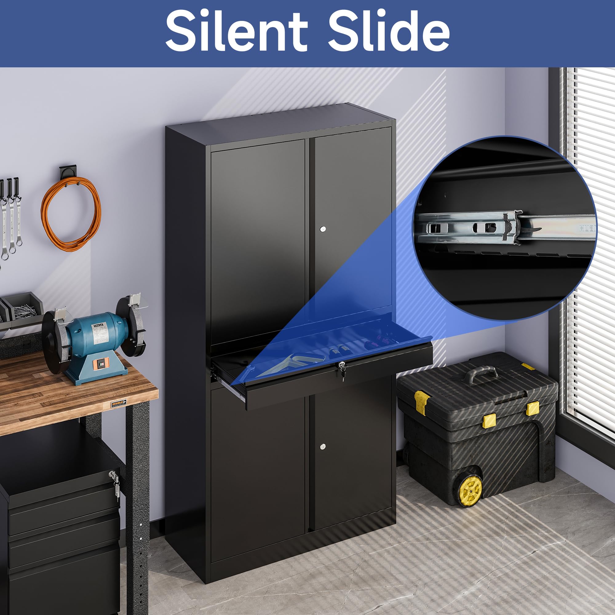 Heavy-Duty Metal Garage Storage Cabinet - 71