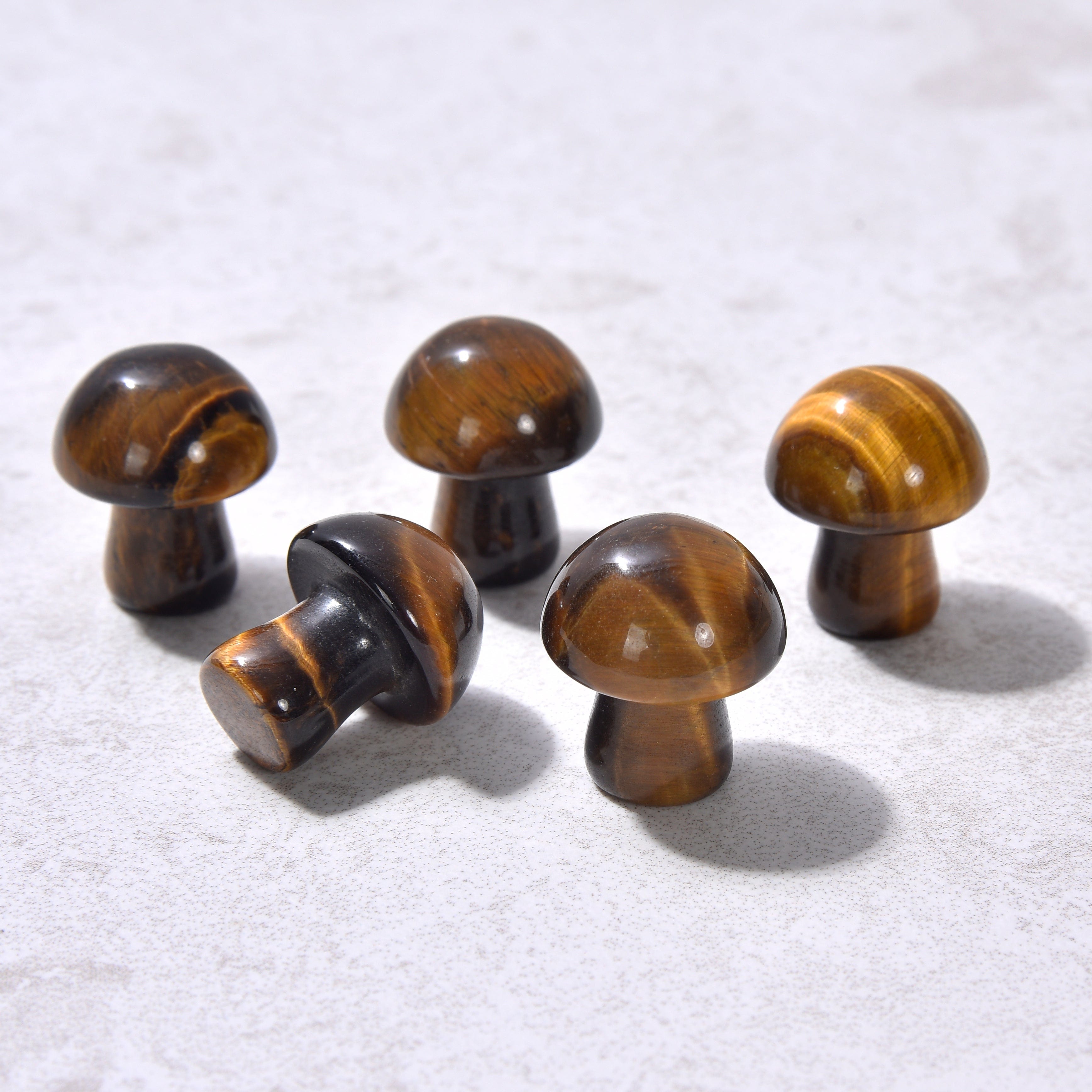 Natural Tiger Eye Mushroom Gemstone Carving - Handcrafted Healing Crystal for Home Decor, Meditation & Spiritual Gifts