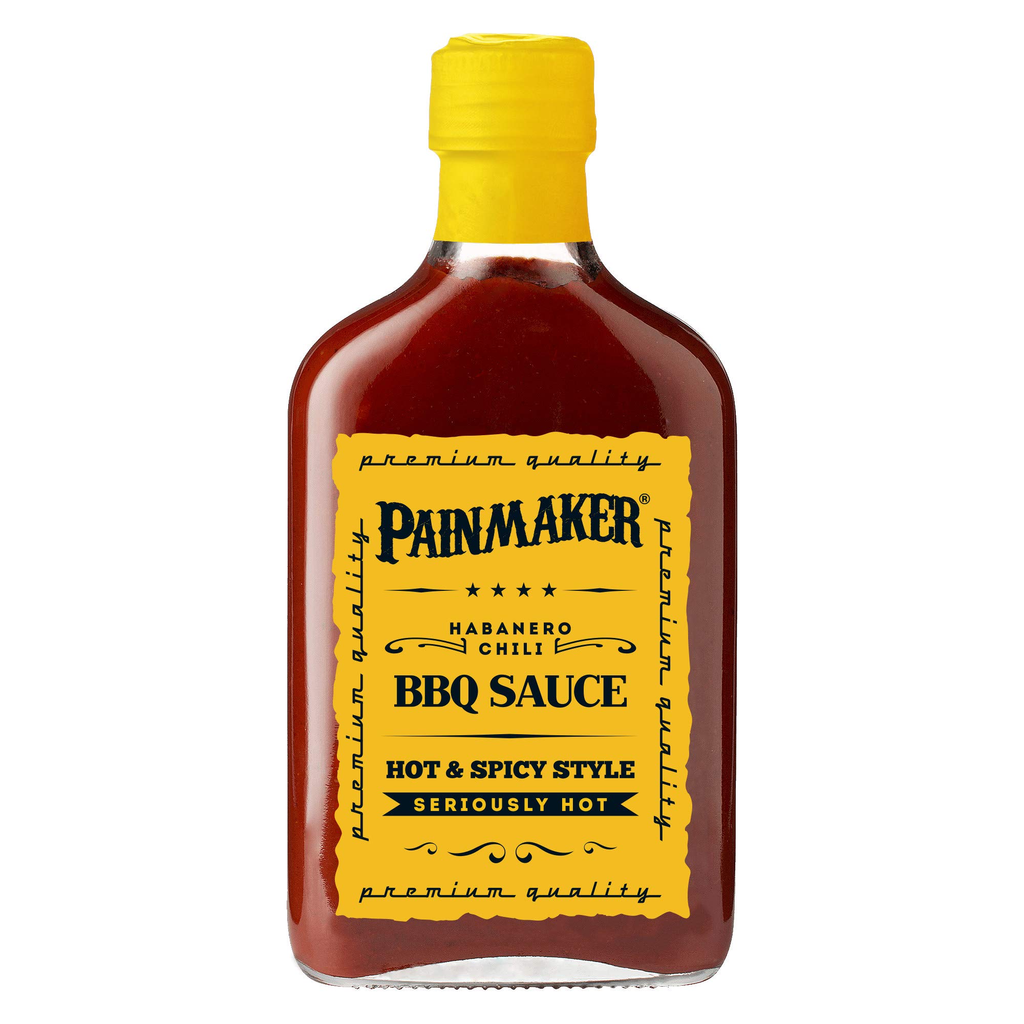 Best Painmaker BBQ Sauce with Habanero Chili - Hot & Spicy 195ml Bottle for Grilling, Smoking & Dipping - Perfect for Ribs, Wings & Burgers