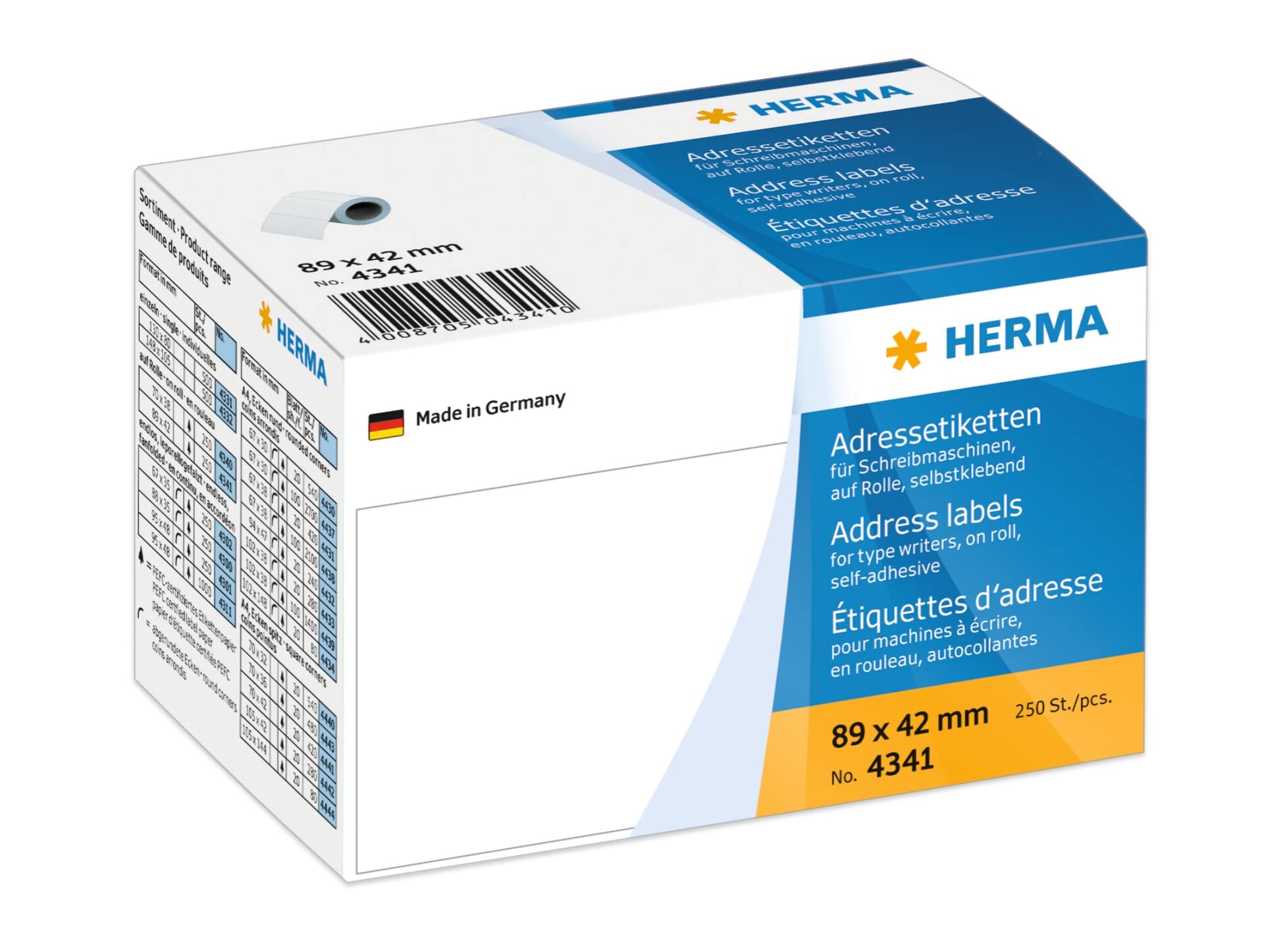 Herma 89x42mm White Matt Address Labels - 250 Pack for Mailing & Shipping